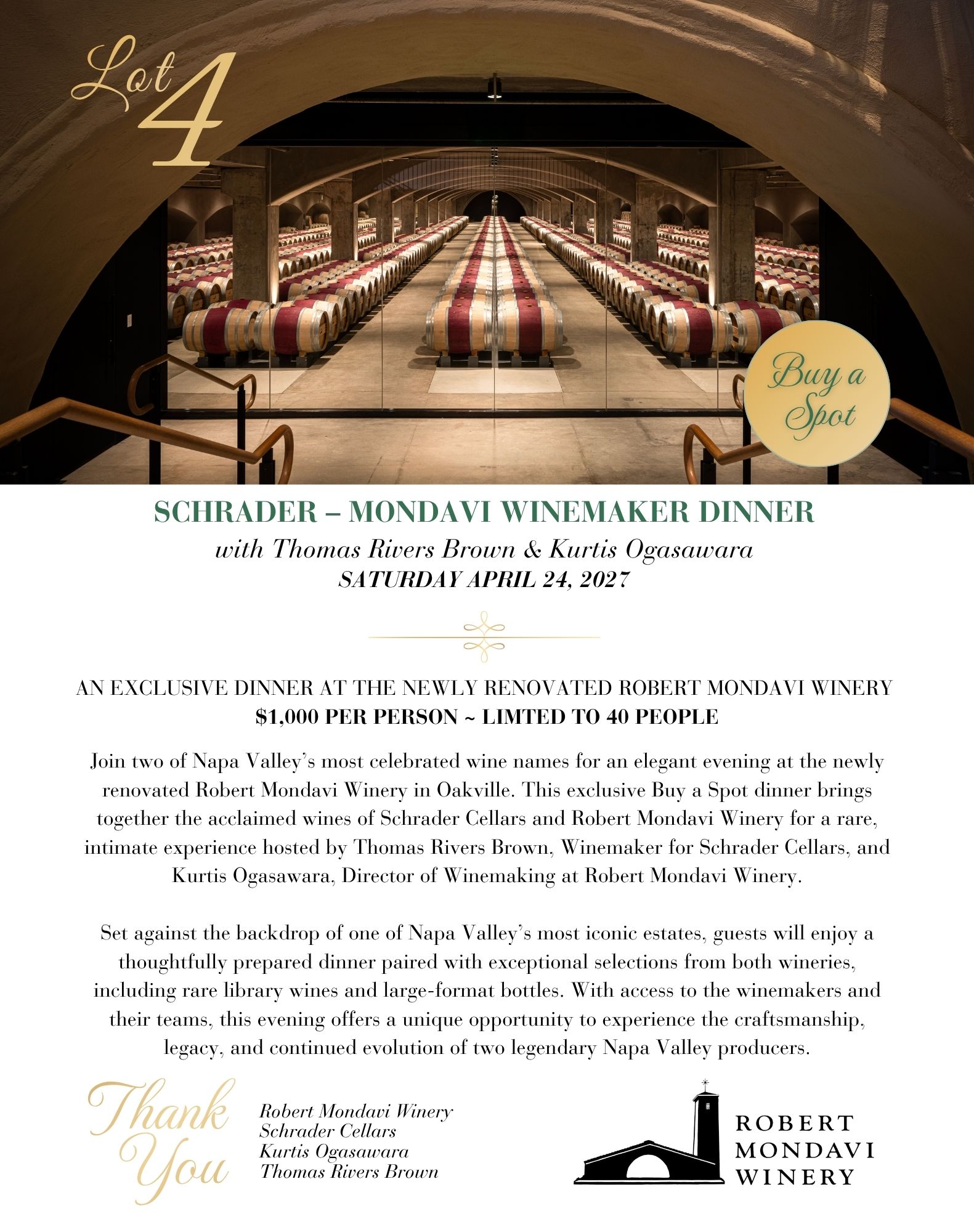 Mondavi Schrader Dinner